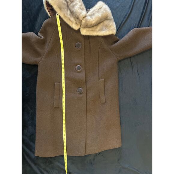Sears Roebuck & Co Fashions Value Wool w Fur Collar Brown Vtg Union Made Luxury - Picture 7 of 12